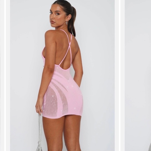 White Fox Boutique Sparkling Baby Diamante Mini Dress - Picture 3 of 5